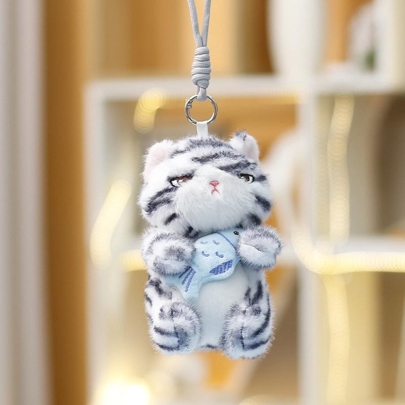 Soft Plush Cat Plushie With Fish Pattern For Girls Gift Keyring And Bag Pendant
