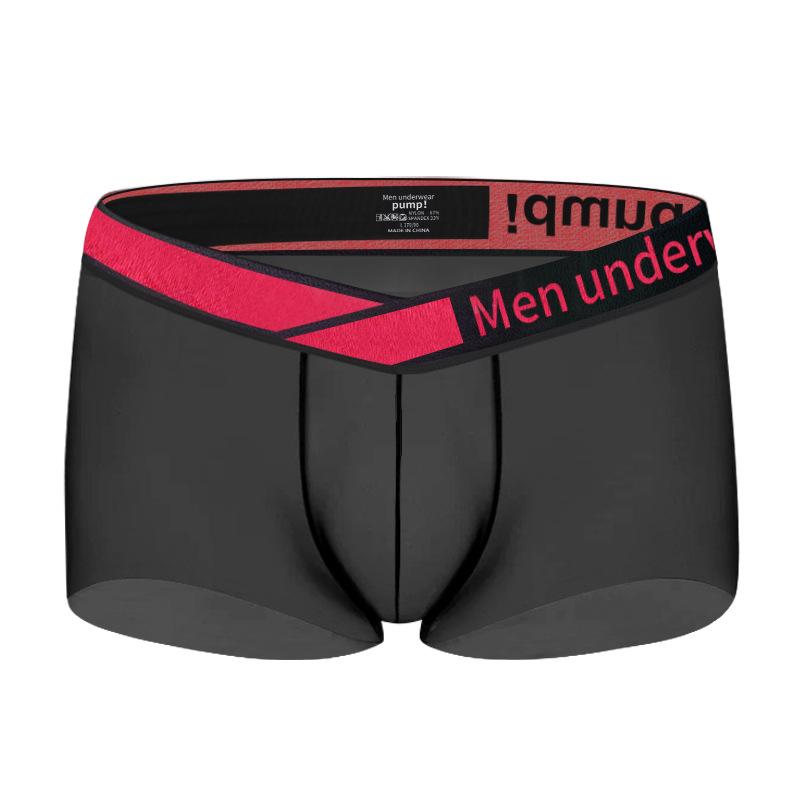 1 Piece V Low Waist Men's Boxer Transparent Ultra-thin Ice Silk Men Underwear Sports Breathable Sexy U Convex Man Boxershorts Trunks