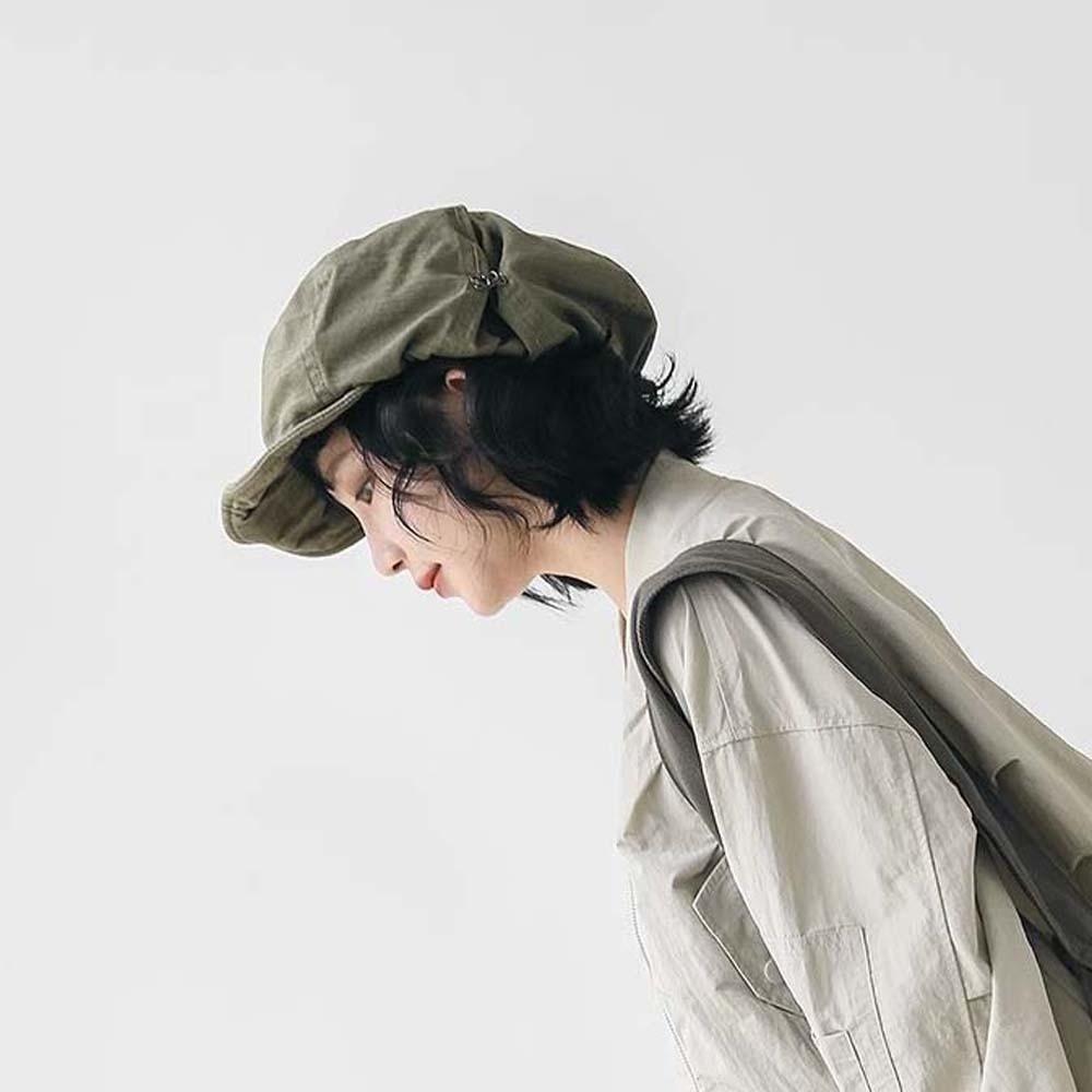 Street Style Retro Octagonal Hat Big Head Circumference Women Artist Hat Cloud Beret Cap  Women