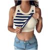 Women's Fashion With Bra Round Neck Striped Vest Sexy Bottom Top