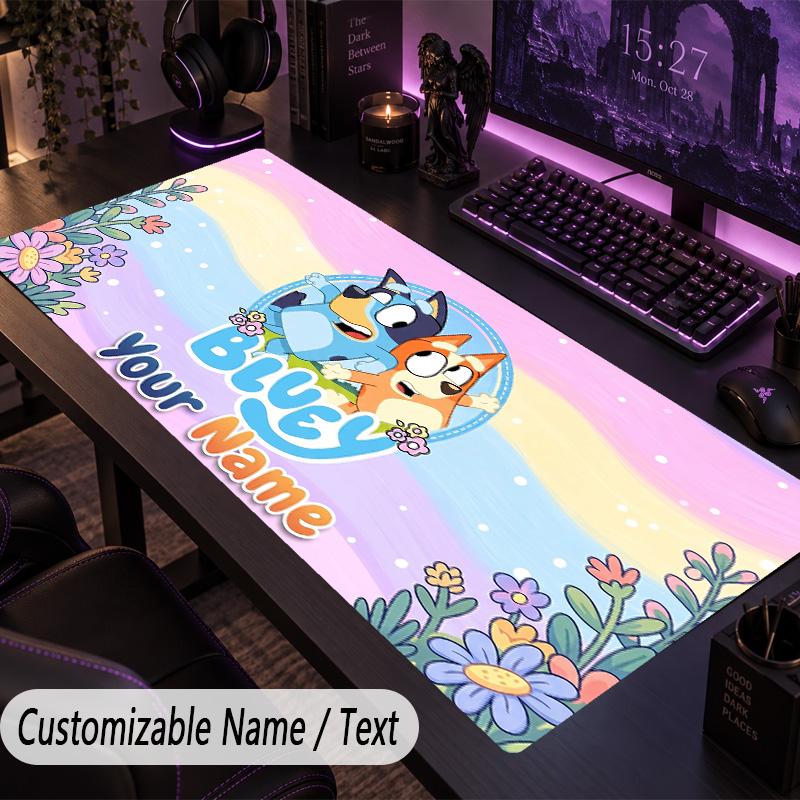 Large Mouse PadBluey Custom Name Text Personalized Desk Mat Non Slip Gaming Pad