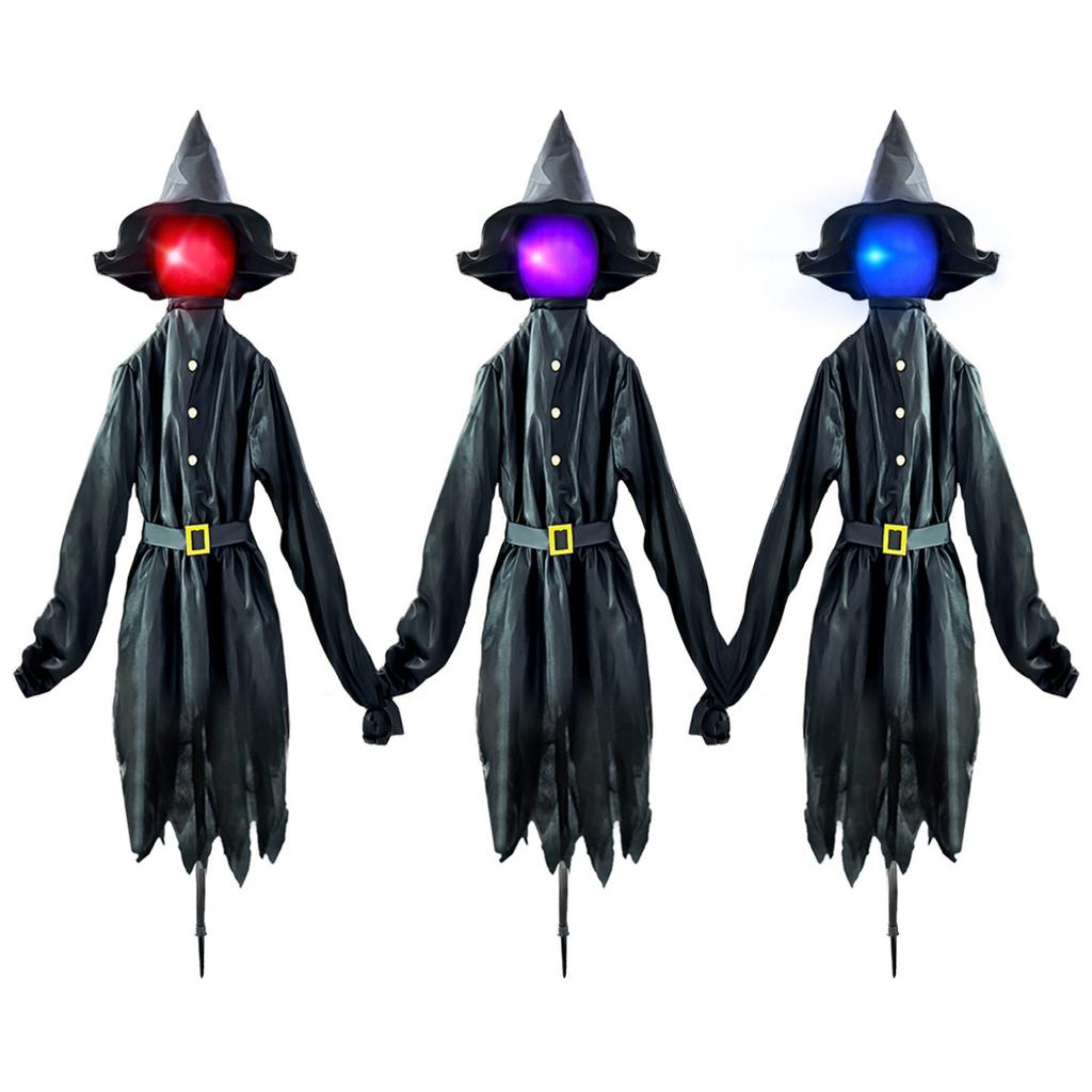 Halloween Witch Holding Hands Three Colorful Luminous Button Belt Atmosphere Layout Scene Decoration Props