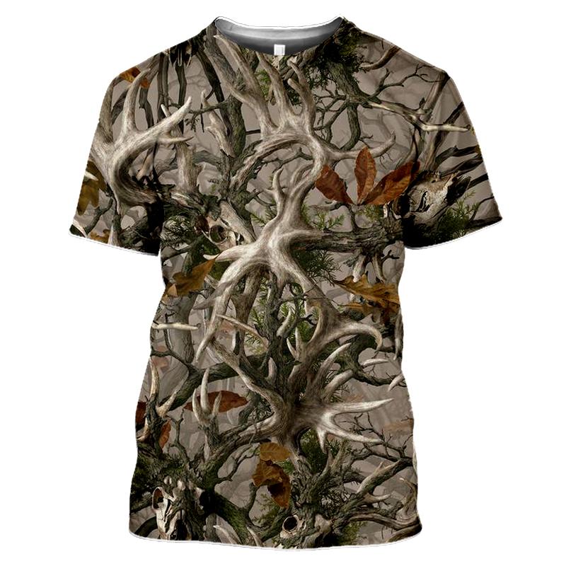 New Outdoor Hunting Camouflage T-shirt for Men 3D Printed Summer Cool Military Top Sports Camouflage Camp Gym T-shirt