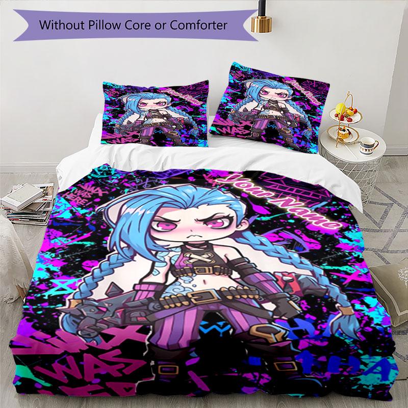 3PC Custom Name Fantasy Warrior Artwork Bedding Set Printed Bedding Set Duvet Cover Closure Includes 1 Duvet Cover & 2 Pillowcases for All Seasons Bed