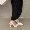 High Heels Summer 2025 Diamond Footwear Ladies Shoes Sandals for Women Rhinestones Heeled Pointed Toe Pumps Daily F Korea Casual