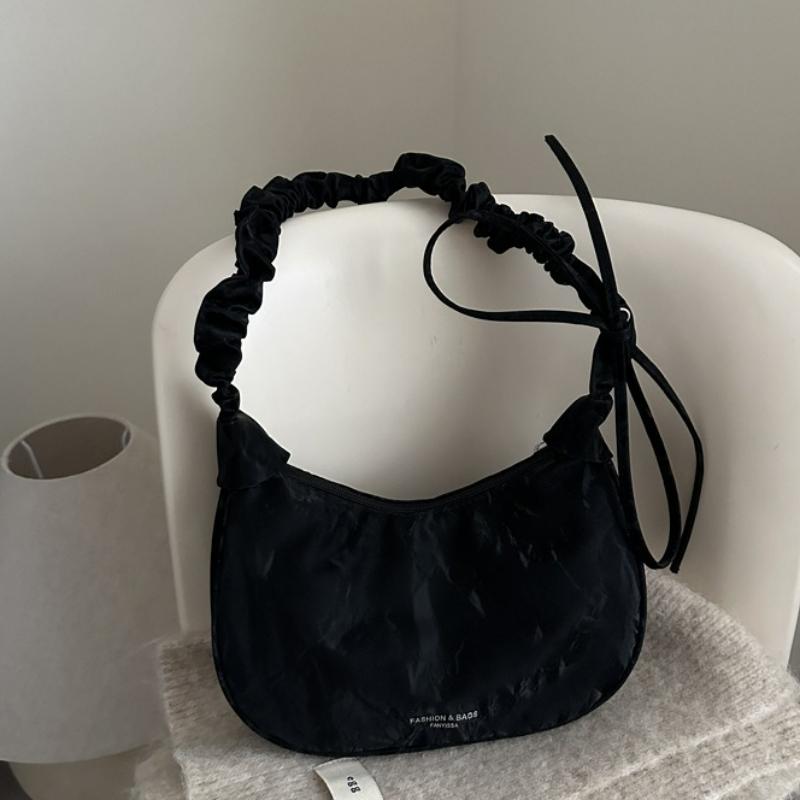 Nouveau Sac Bandoulière Coréen Simple à Cordon de Serrage Nuage Froissé Sportif Décontracté Sac à Bandoulière en Nylon Sacs Simples Texturés pour le Voyage