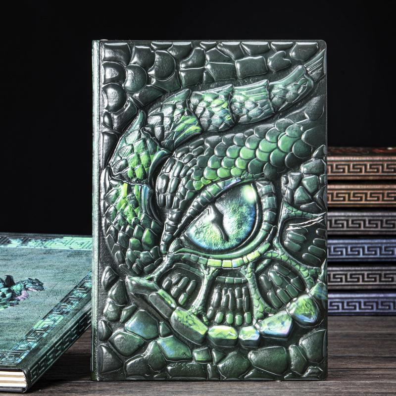 Journal mit Drachenaugen-Textur und Lederfutter, Einzigartiges Relief-Notizbuch, Exquisites Geschenk für Sammler
