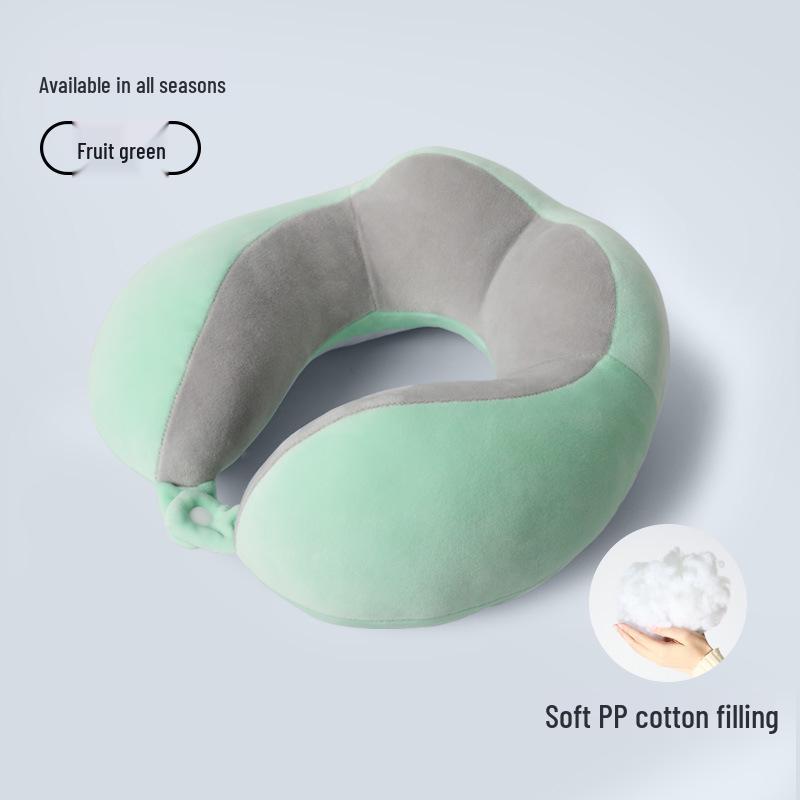 Cuscino Cervicale Ricamato a Forma di U Color Cammello - Ideale per Casa, Ufficio, Viaggio, con Imbottitura in Cotone PP e Logo Personalizzato