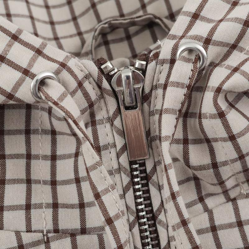 Women S Vintage Plaid Hooded Long Sleeve Casual Jacket