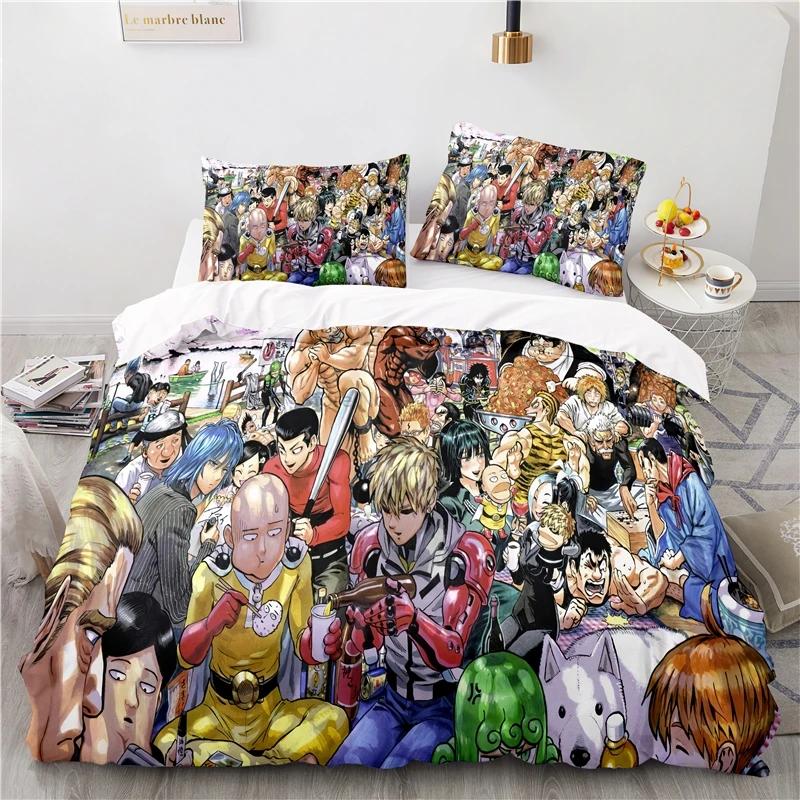 Japan Anime ONE PUNCH-MAN 3D Pattern Duvet Cover Set with Pillowcase 2/3pcs Cartoon Bedding Sets Bed Linen Queen King Bedclothes