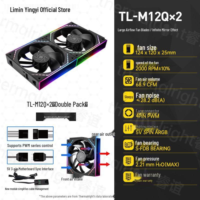 Thermalright TL-M12Q X2 12cm White ARGB Clockwise Fan Twin Pack