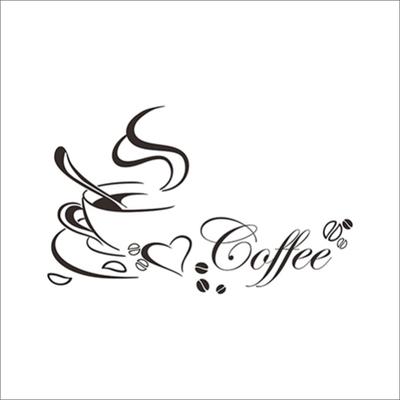 Romantic Coffee Cup Heart Removable Wall Sticker Decal Home Kitchen Art Decor