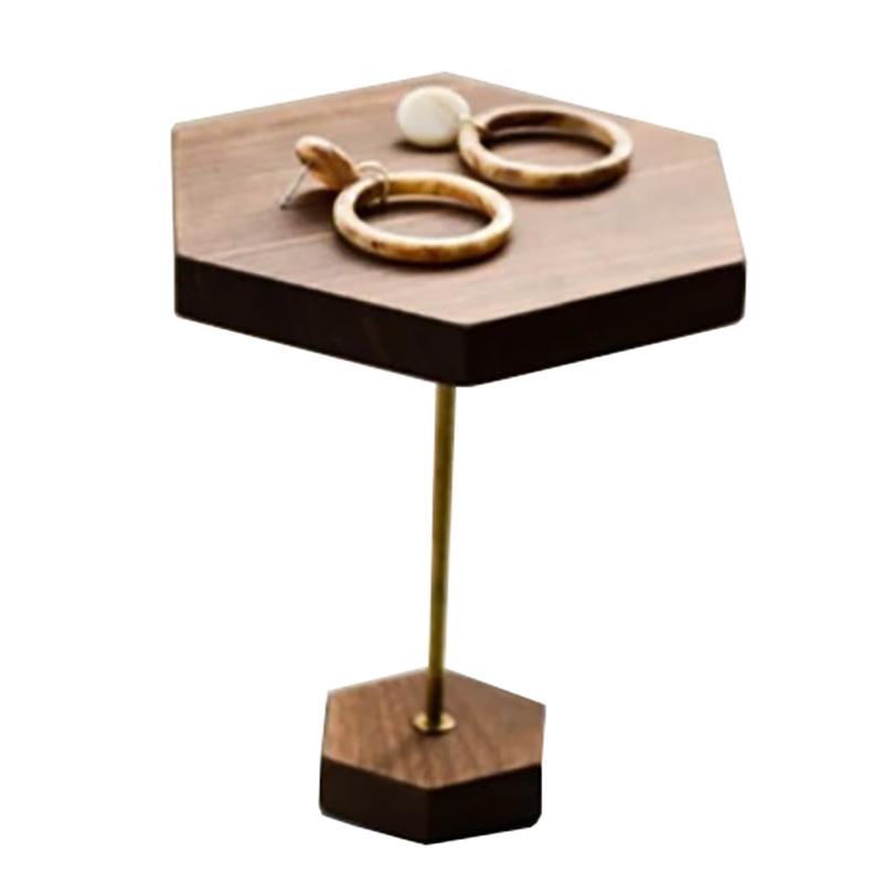 

Креативный шестиугольный дизайн, держатель для ювелирных изделий из орехового дерева, подставка для ожерелий и колец, реквизит для витрин, серьги, браслеты, аксессуары для хранения ювелирных изделий