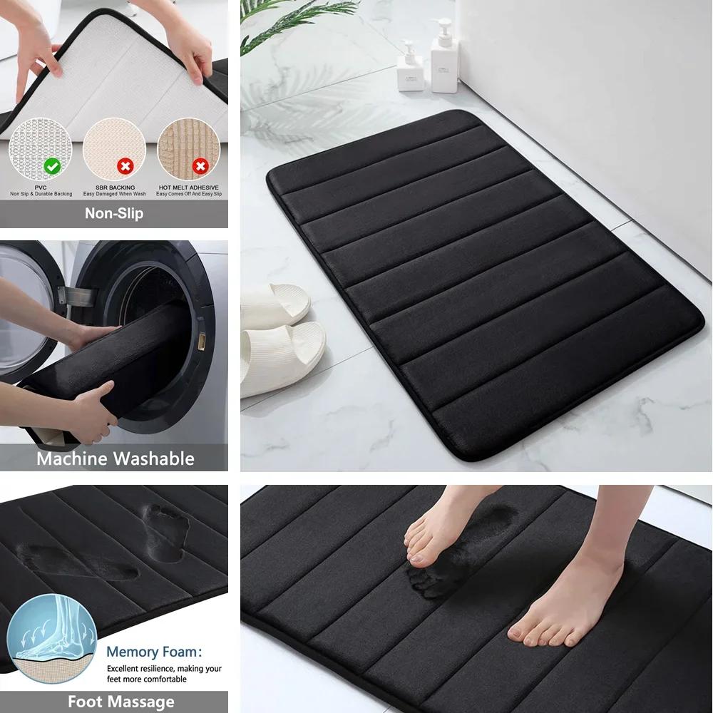 1/2/3Pieces Memory Foam Bathroom Mat Set Non-slip Bath Mat Super Absorbent Water Bathroom Floor Mat Machine Washable Toilet Rug