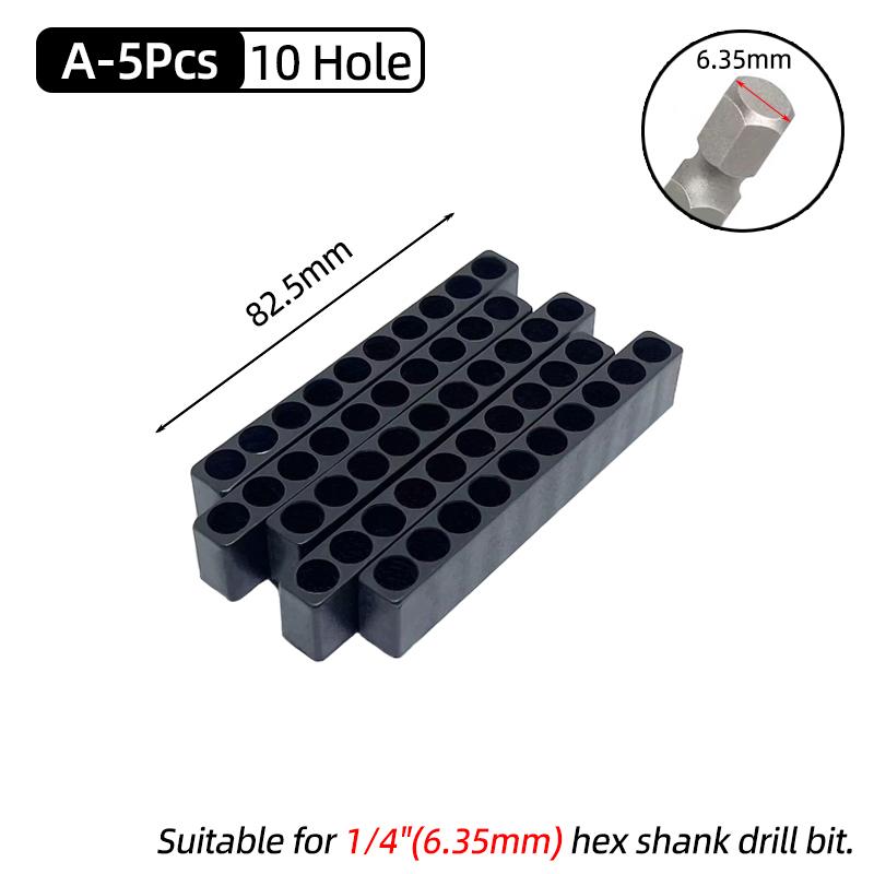 

Набор из 5 шт./10 шт., 6/10/8/12/15 отверстий, держатель для отверток с шестигранным хвостовиком, пластиковая головка отвертки, подставка для хранения сверл для силовых аксессуаров