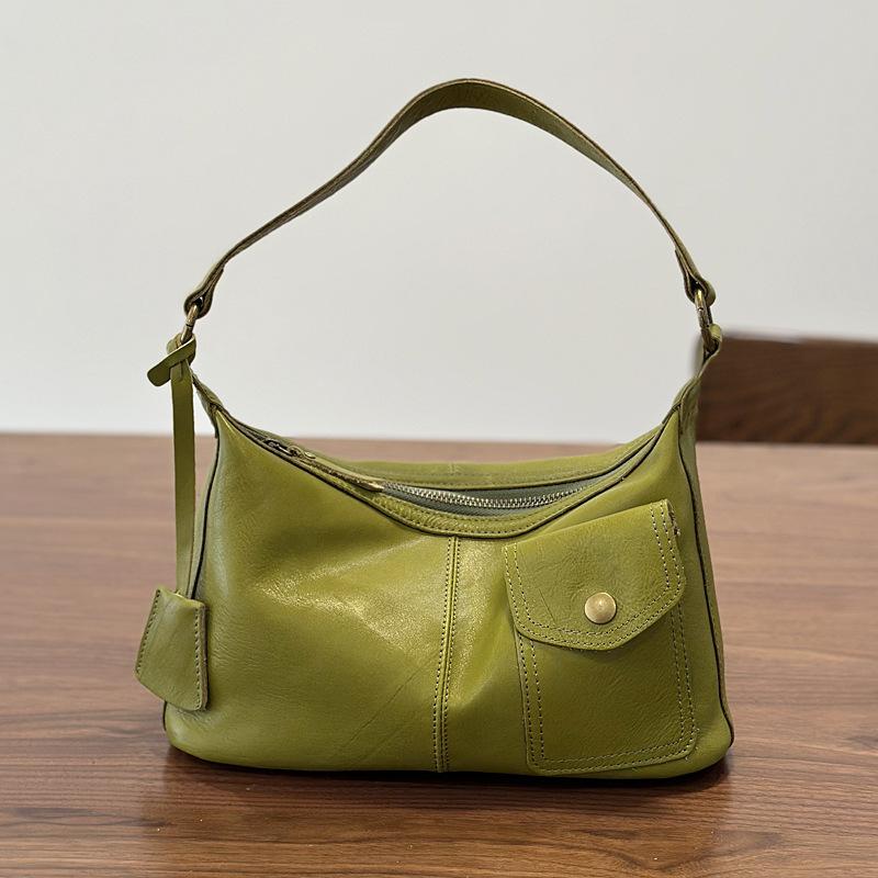 Johnature Genuine Leather Casual Women's Bag Soft Cowhide Solid Color Versatile Shoulder Crossbody Bag
