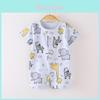 Elephant Penguin Bear Dinosaur Prints Baby Cotton Short Sleeve Romper With Safety Closure For Newborns