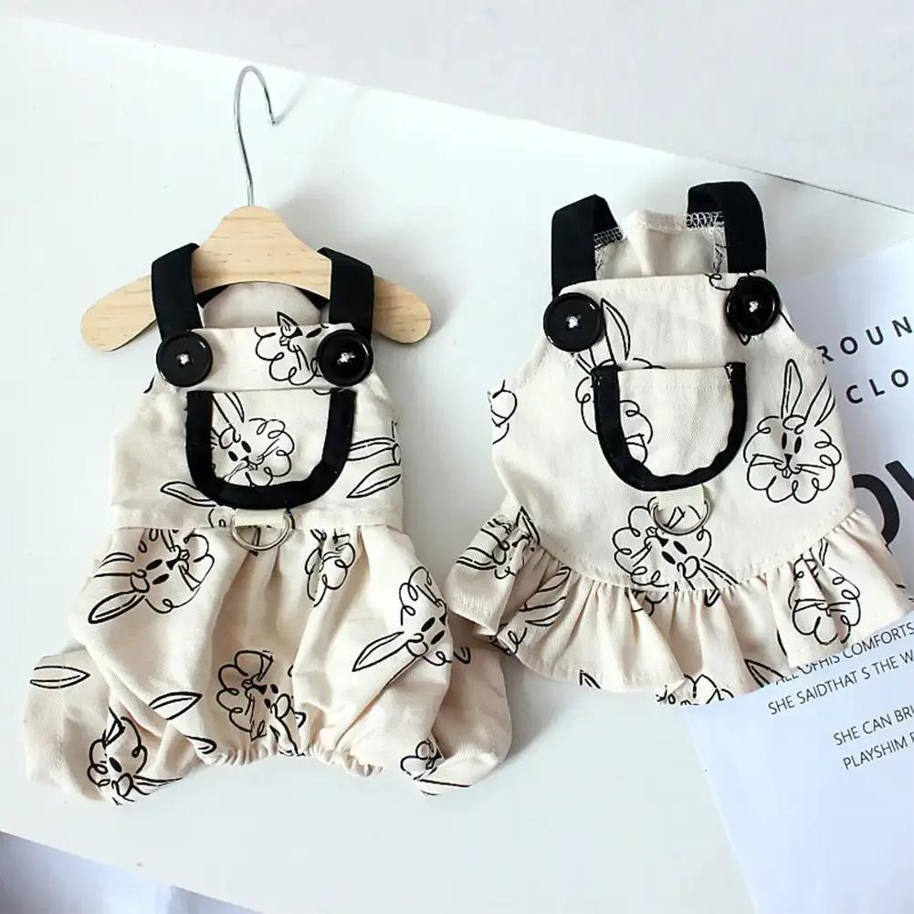 

Pet Dog Clothes Suspender Jumpsuits Pet Couple Dress Rabbit Print Dog Sling Dress Summer Pet Outfits Puppy Skirt Dog Clothes S
