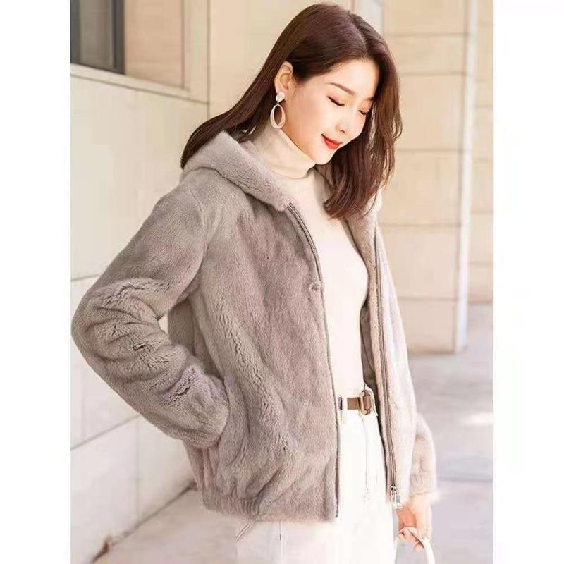 Imitation Mink Coat Women's New Short Hooded Light Trendy Imitation Mink Women's Imitation Fur Coat