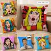 POP Comic Portrait Cushion Cover Silky Short Plush Invisible Zipper Dustproof Sofa Pillow Case for Home Decor