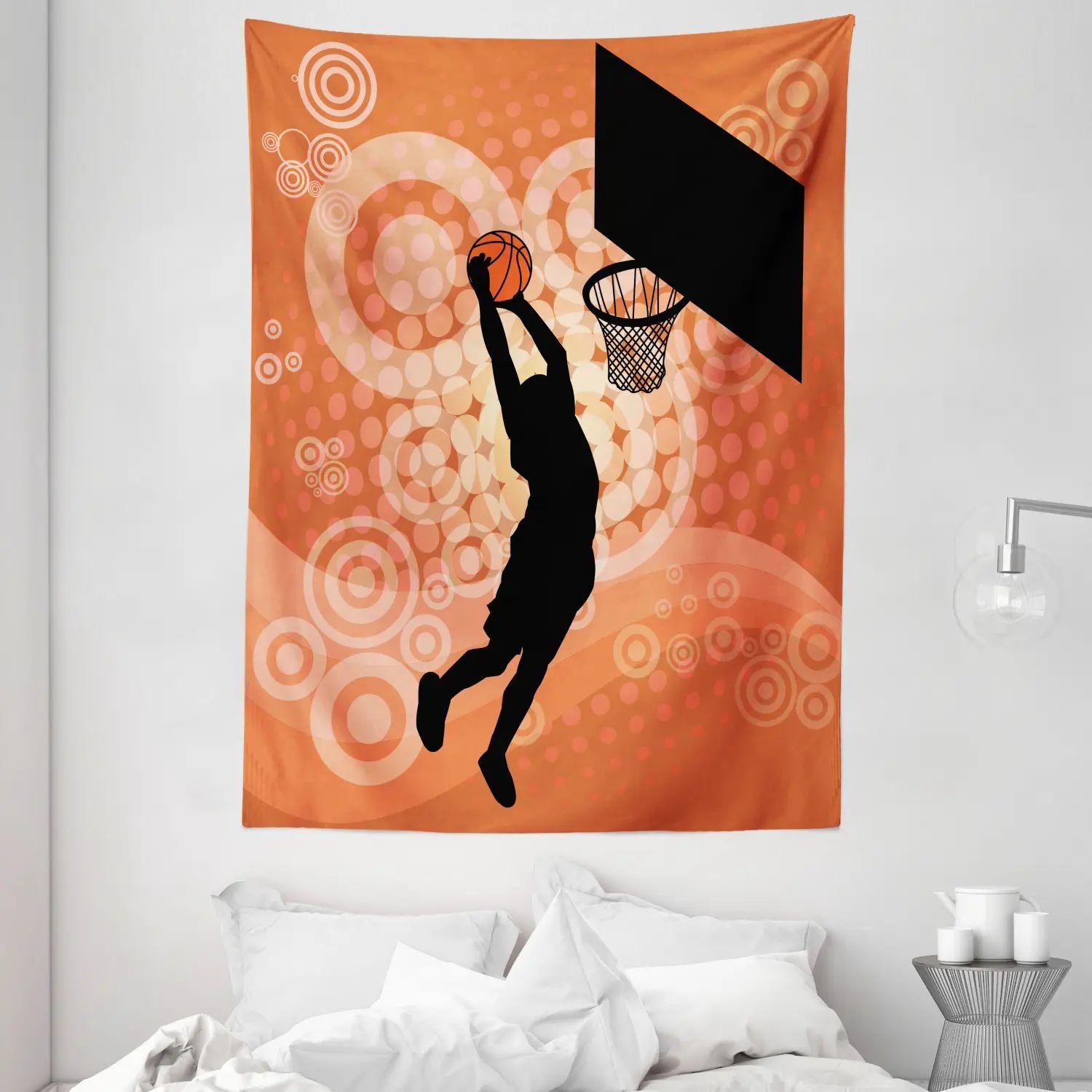 Tapestry orange basketball dunk athlete 75x100 чёрный