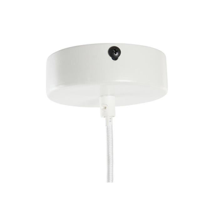 Suspension - Métal - Rotin - Blanc - Marron clair - 50W - 30x30x38cm