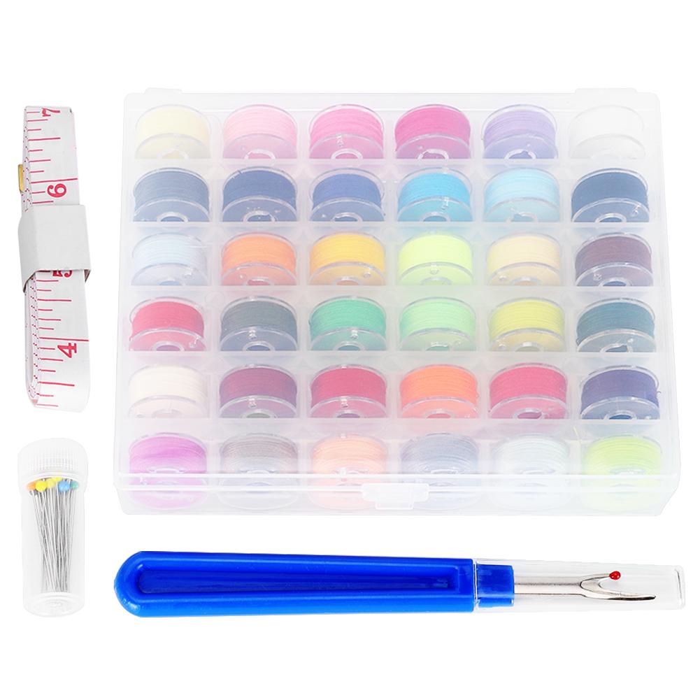 Bobbin with Thread Transparent Spool Sewing Embroidery Machine Accessories 36 Color Set