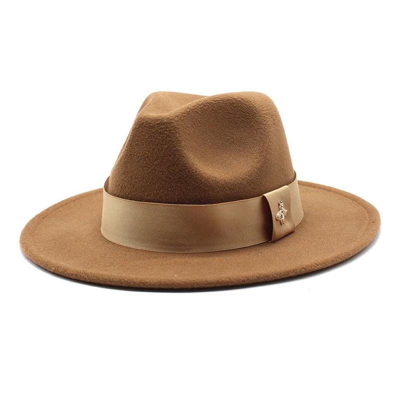 Autumn and Winter Big Eave Hat Fashion Woolen Top Hat Men's and Women's Woolen Panama Jazz Fedora