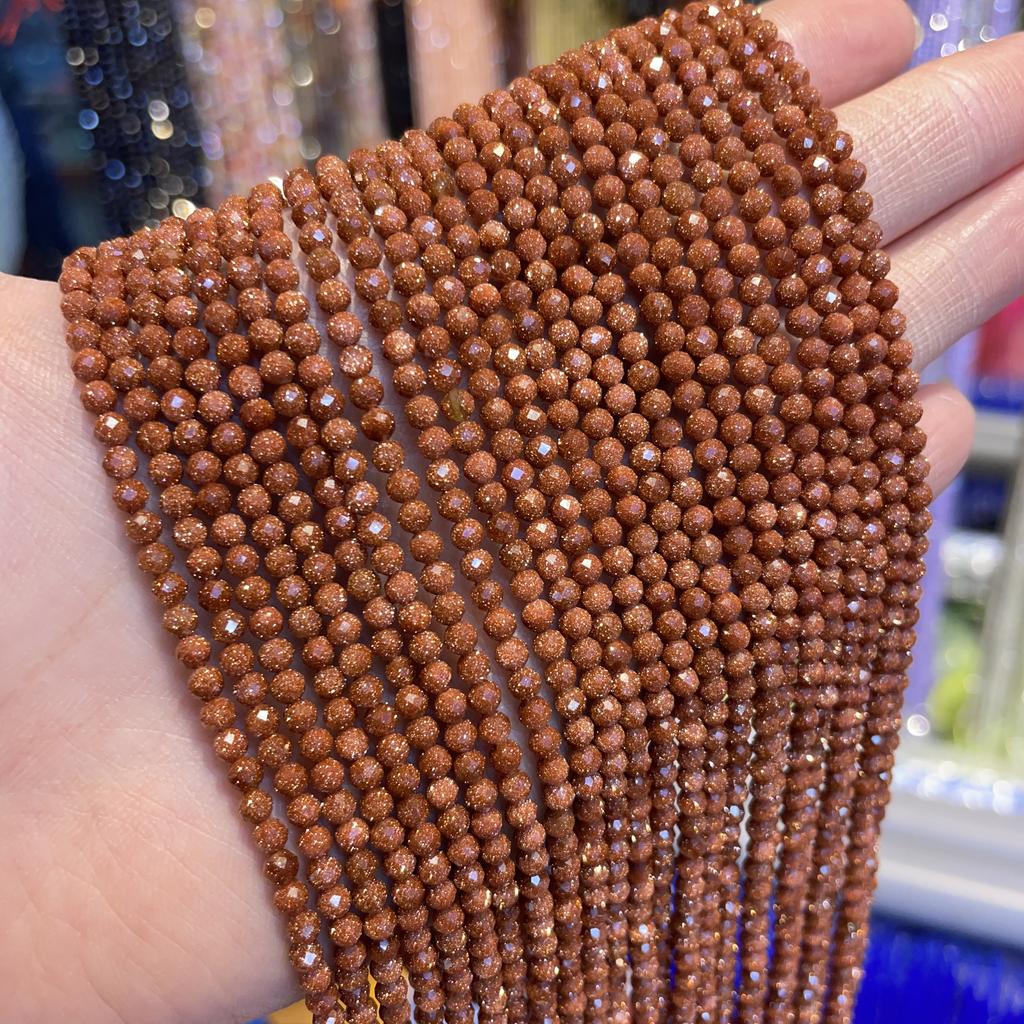 2mm Natural Stone Amethyst Tiger Eye Lapis Lazuli Beads Inlaid with Bright Pearl Jewelry Making DIY Necklace Bracelet Jewelry