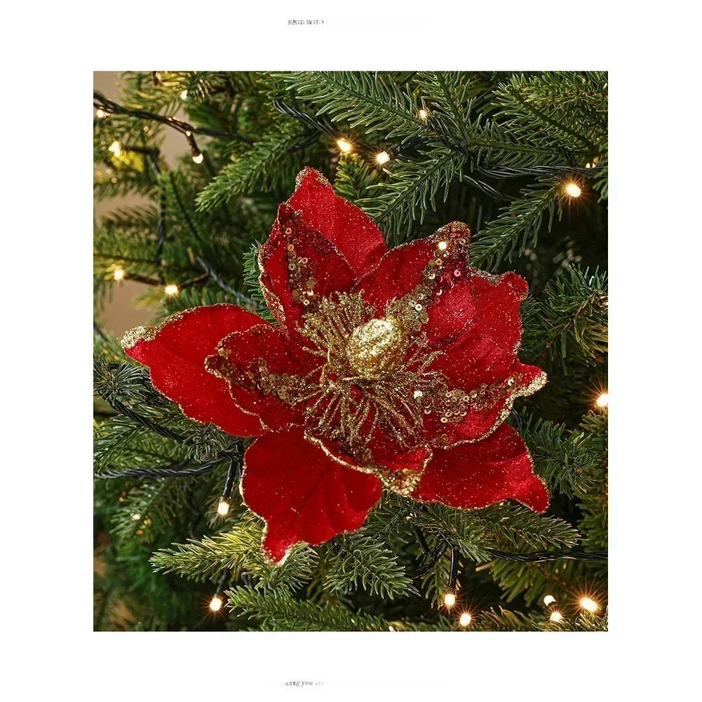 Artificial Poinsettia for Holiday Decor with Elegant European Design and Multi Color Choices for Christmas Trees