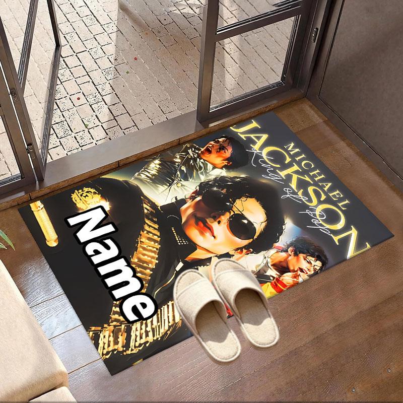 Custom Name Personalized Michael Jackson Print Carpet, Versatile Home Decor Rug, for Playroom, Apartment, Balcony, Entryway, Hallway Gift