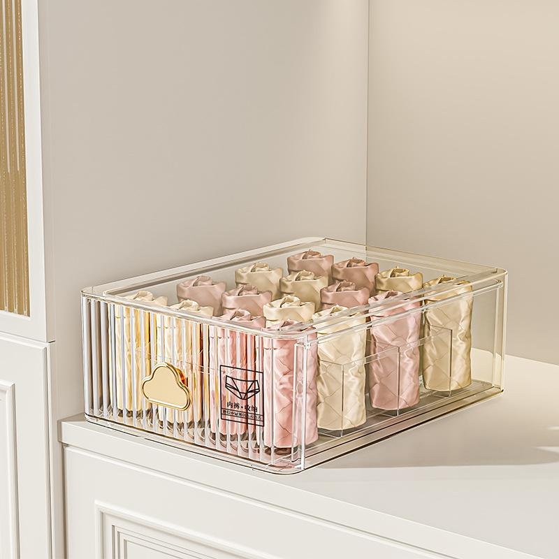 Household Transparent Stackable Storage Box Underwear Socks Underwear Sorting Dustproof Organizer Drawer for Closet Space Saving