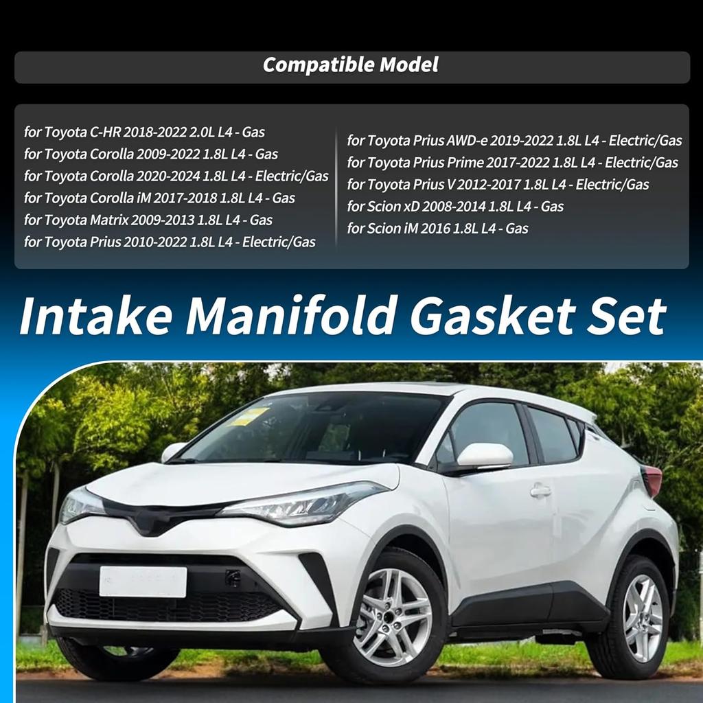 No.MS97144 Engine Intake Manifold Gasket Set for Toyota C-HR 2018-2022 2.0L for Toyota Corolla 2009-2022 1.8L Replaces No.17177-37030/17177-37050