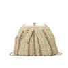 Summer new straw beach bag fashion chain shoulder bag niche messenger bag woven clip bag
