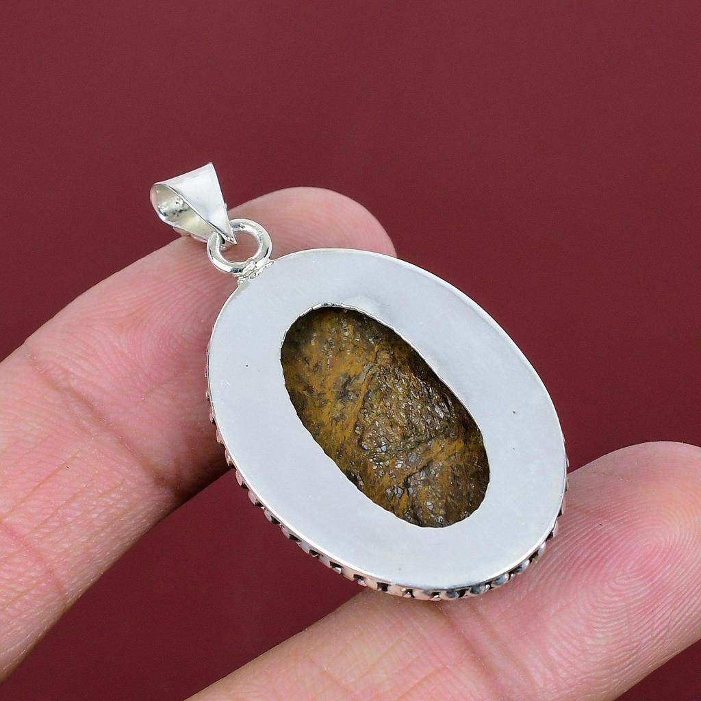 Bronzite pendant gemstone pendant antique jewelry 925 sterling silver pendant bronzite handmade jewelry healing stone pendant gifts for wife