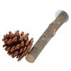 Natural Perch Bird Stand Pole Chewable Applewood Bird Perch Cage Accessories with Pine Cone for Parakeets