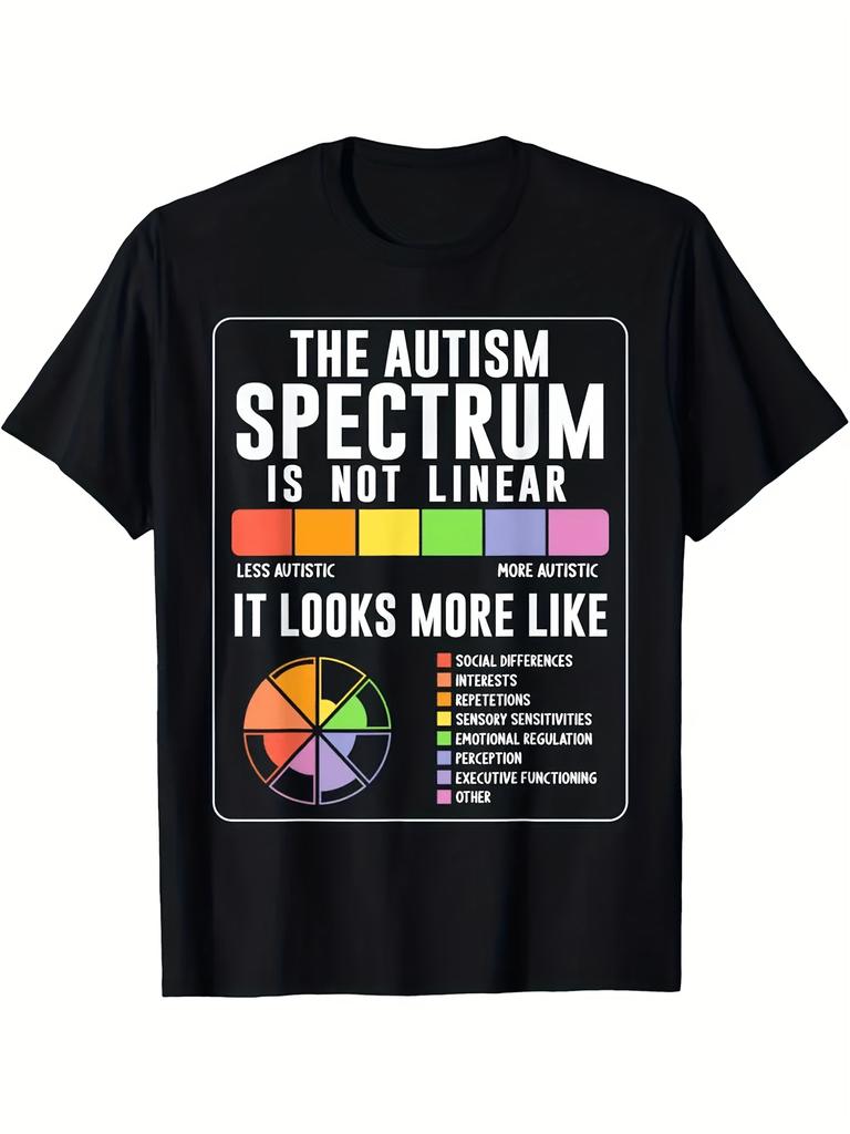 Unisexs Autism Spectrum Awareness Crew Neck Tee Asd Trait Chart Graphic Soft Breathable Casual Top For Advocates Daily And Special Events