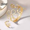 Fashionable Matching Set Bracelet Ring Set Open Adjustable Design Hollow