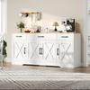 Modernes weißes Sideboard, Multifunktionaler Holzschrank, Wohn- und Esszimmerschrank, Weißes Sideboard mit Dekoration