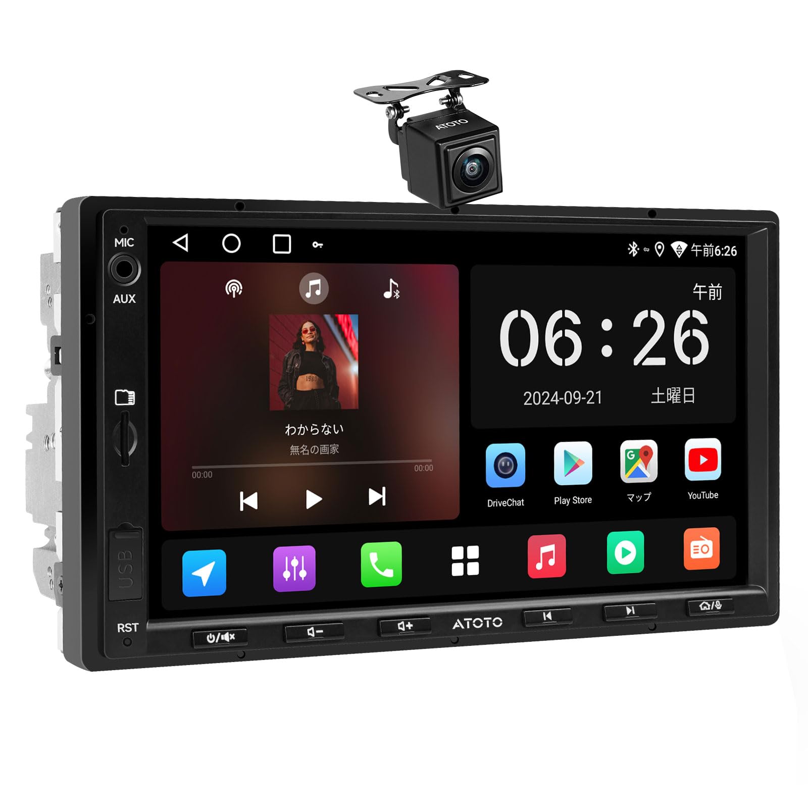 

ATOTOZONE A5L Android 2DIN Дисплей Android CarPlay Android Auto Еквалайзер Карта Відео HD Задній Вигляд Кермо GPS Голосове Керування Аудіо, 7-дюймова Навігація,