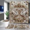 Creative Swan Print Shower Curtain with 12 Hooks - Bathroom Decoration Accessories