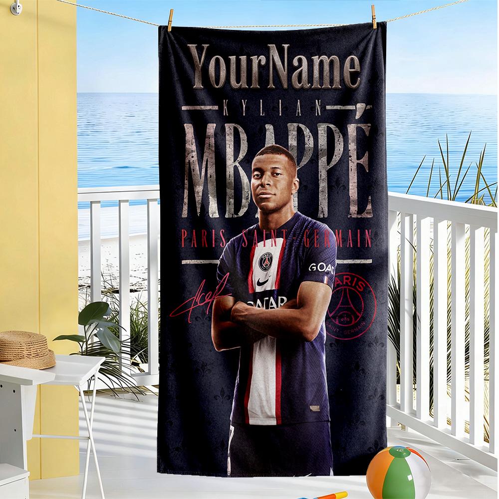 Mbappe Benutzerdefinierter Name Strandtuch Schnelltrocknend Weiche Mikrofaser Für Strand Badezimmer Outdoor Schwimmbad Camping Picknick Yoga Tauchen Urlaubszubehör
