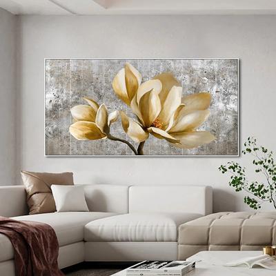 Moderne abstrakte Goldblumen-Ölgemälde auf Leinwand, Poster und Drucke, Wandkunst, Gemälde, Leinwandkunst, Bild für Heimdekoration, ohne Rahmen