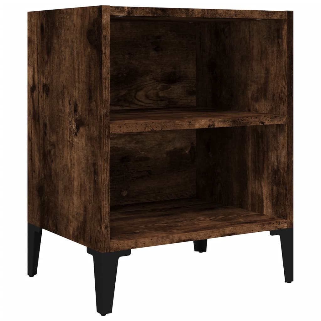 Nightstand with Metal Legs Smoked Oak Finish 40 X 30 X 50 Cm
