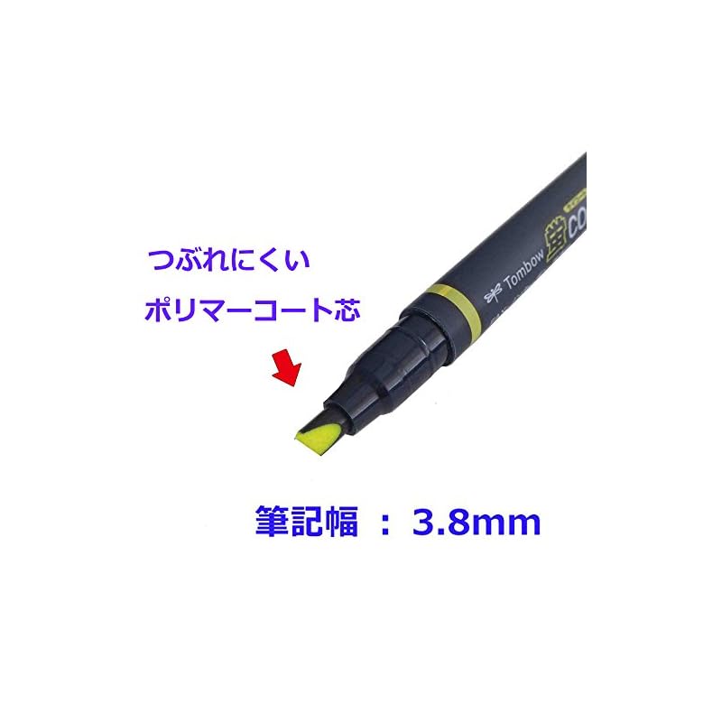Tombow Pencil Fluorescent Pen, Fluorescent Coat 80, Yellow (Strong Tip! Polymer Coated Core), Single Type, 10 Pens, WA-SC91-10P