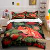 Red Frog In Strawberry Bush Print Bedding Set 1 Duvet Cover 2 Pillowcases for Adult and Children Luxury Gift Full Size