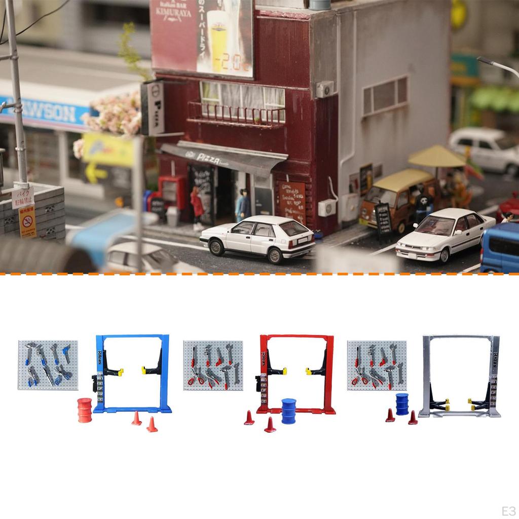 1/64 Diorama Garage Accessories Miniature Display Scene Model Oil Drum Simulation Car Lift Auto Shop