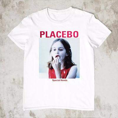 NOWA koszulka Placebo - Krótki rękaw dla osób ze specjalnymi potrzebami, biała, wszystkie rozmiary, AL68, koszulka unisex