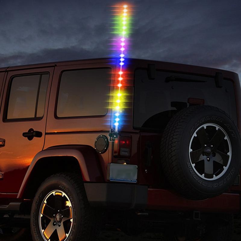 Led Whip Lights 12V/24V Colorful Whip Light For Warning 21.6-Inch LED Antenna Lights Lighted Antenna Whips Brake Dancing Light