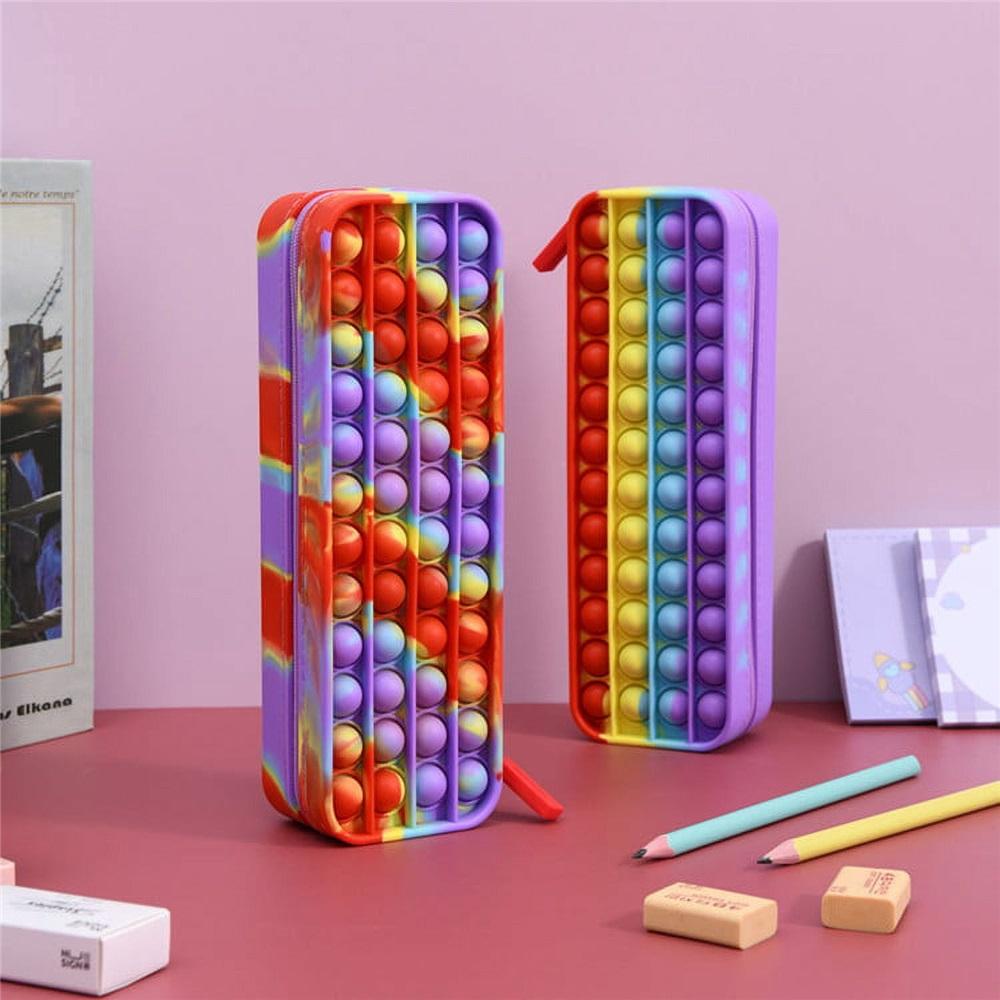 Coin Purse Pencil Bag Push Bubble Sensory Fidget Toy,Silicone Student Pencil Case Autism Stress Reliever Anxiety Relief Toys